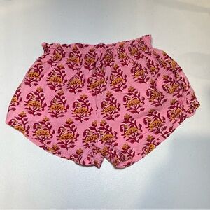 Pink Chicken Pink Floral Block-Print Athletic Shorts